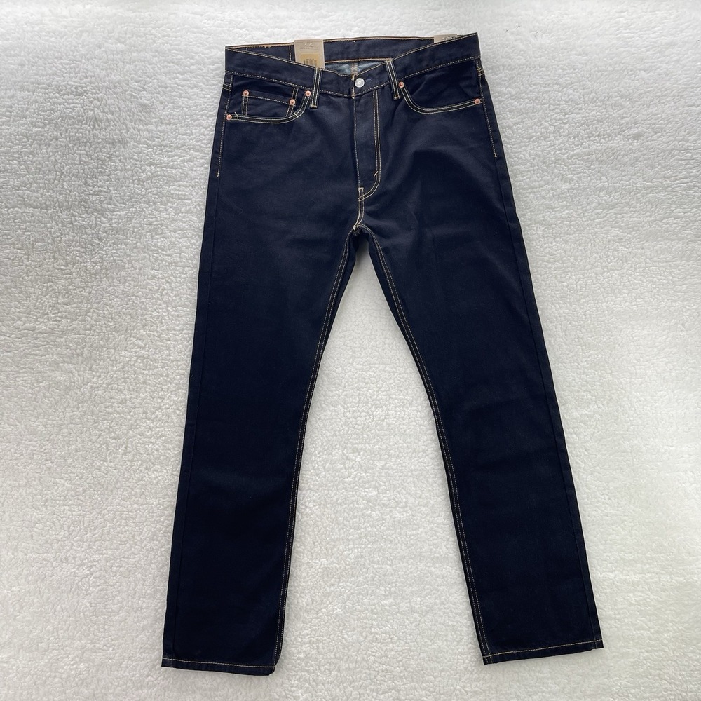 Levis 513 Jeans Mens 34x32 Blue Black Slim Straight Dark Wash Stretch Denim NEW
